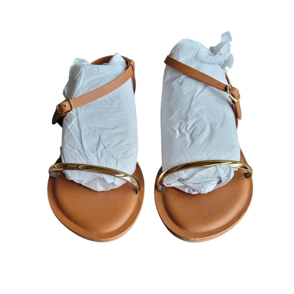 UNIVERSAL THREAD 10 Gold Brown Mildred Ornament Anle Strap Memory Foam Sandal